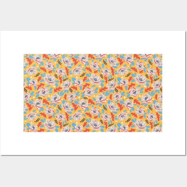 Fun color floral surface pattern Wall Art by RigaSutherland